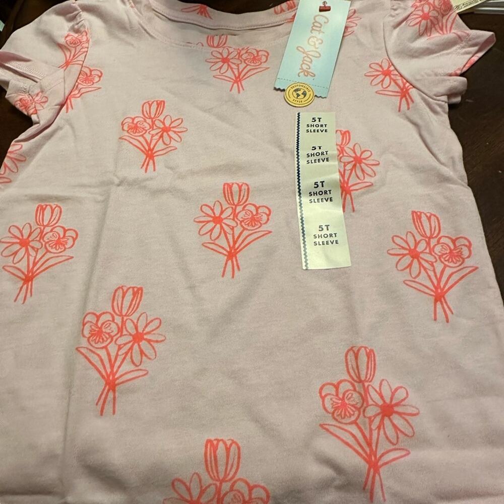 Pack of 12 Cat & Jack Light Pink Floral Short Sleeve Tee